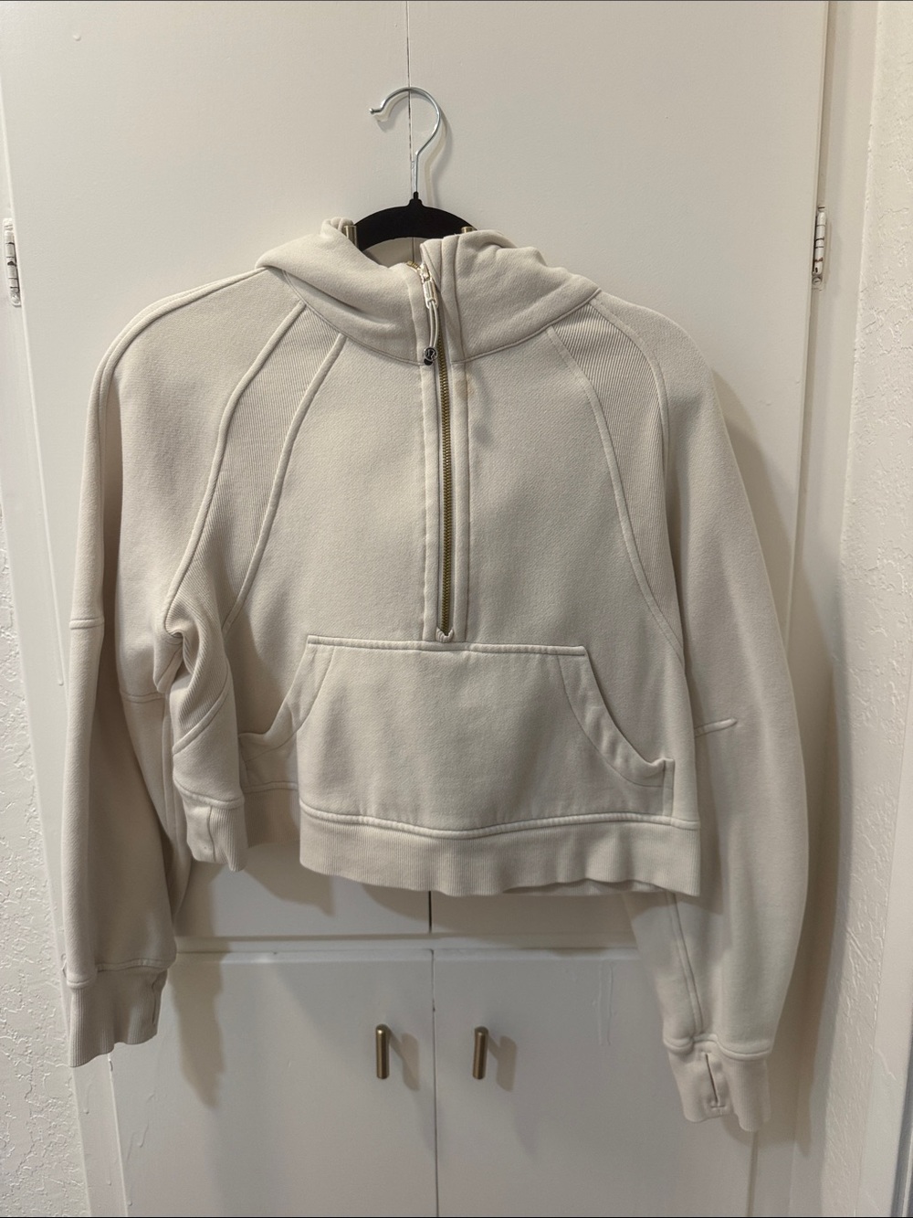 lululemon athletica Cropped Cream Half-Zip Hoodie